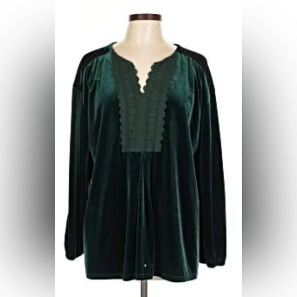 Women’s Suzanne Betro Velvet Long Lantern Sleeve Lace blouse 4X Goth Holiday